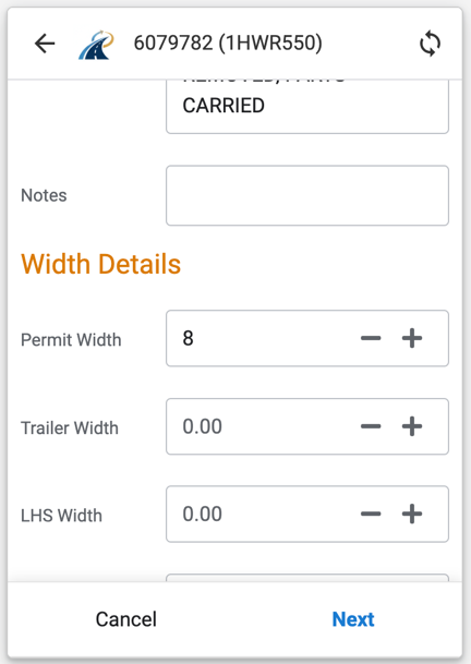 Actual width details