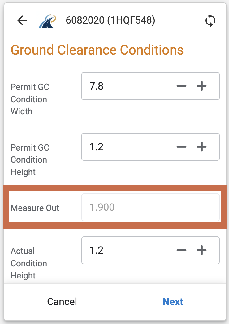 Ground-clearance condition fields