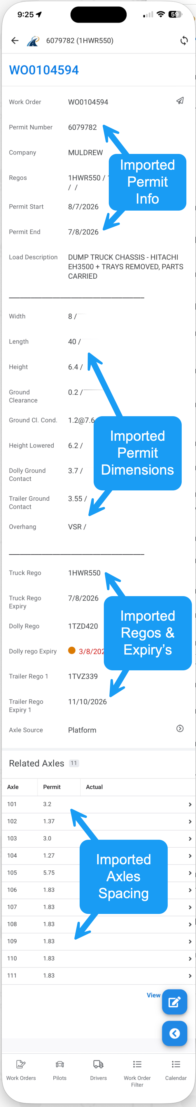 Imported permit details