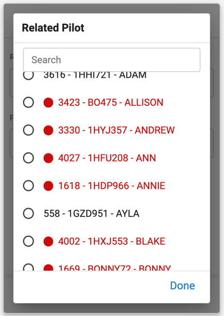 Pilot search results